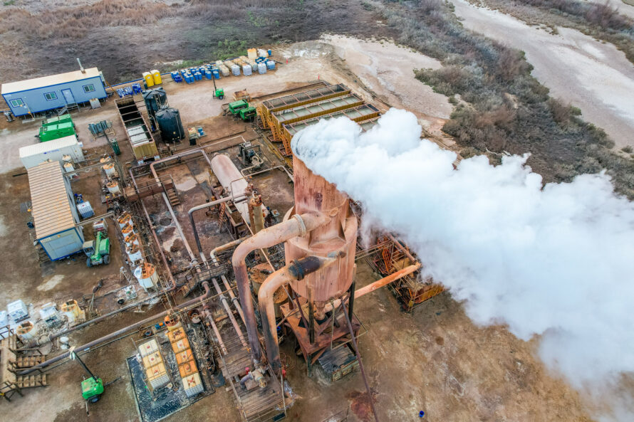 Power plant emitting steam